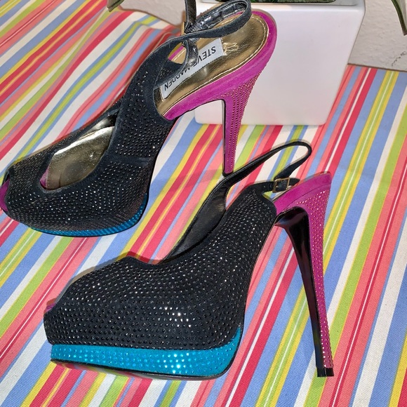 Steve Madden rhinestone color block heels - Picture 2 of 6
